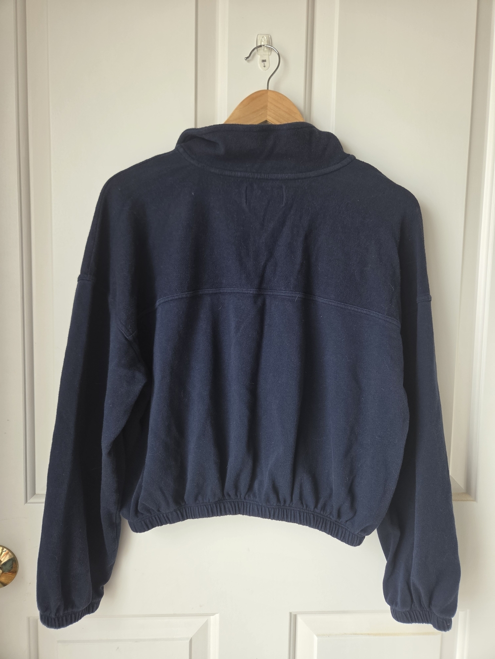 Old Navy Dark Navy Button-Neck Pullover Hoodie - Picture 2 of 3